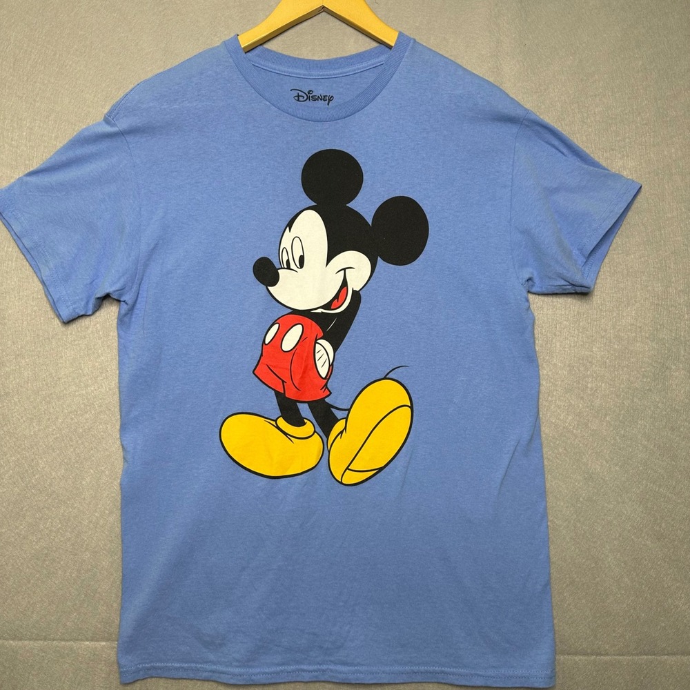Disney Mens Mickey Mouse Graphic T-Shirt Medium Blue Cotton Classic Original